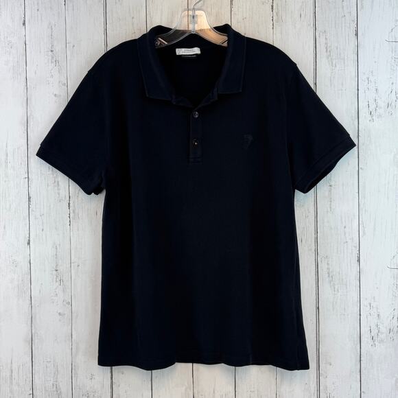 Versace Collection Black Half Medusa Pique Cotton Short Sleeve Polo Size Large - Picture 1 of 16